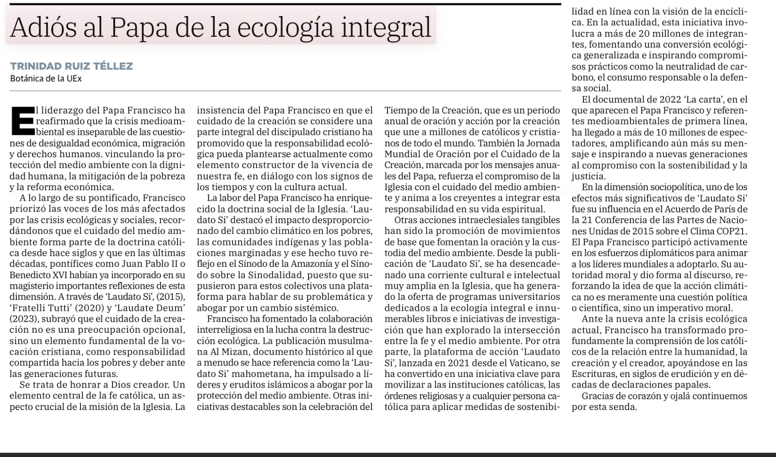 Presencia de Px en la prensa local de Extremadura. Periódico HOY del 23 de Mayo 2025