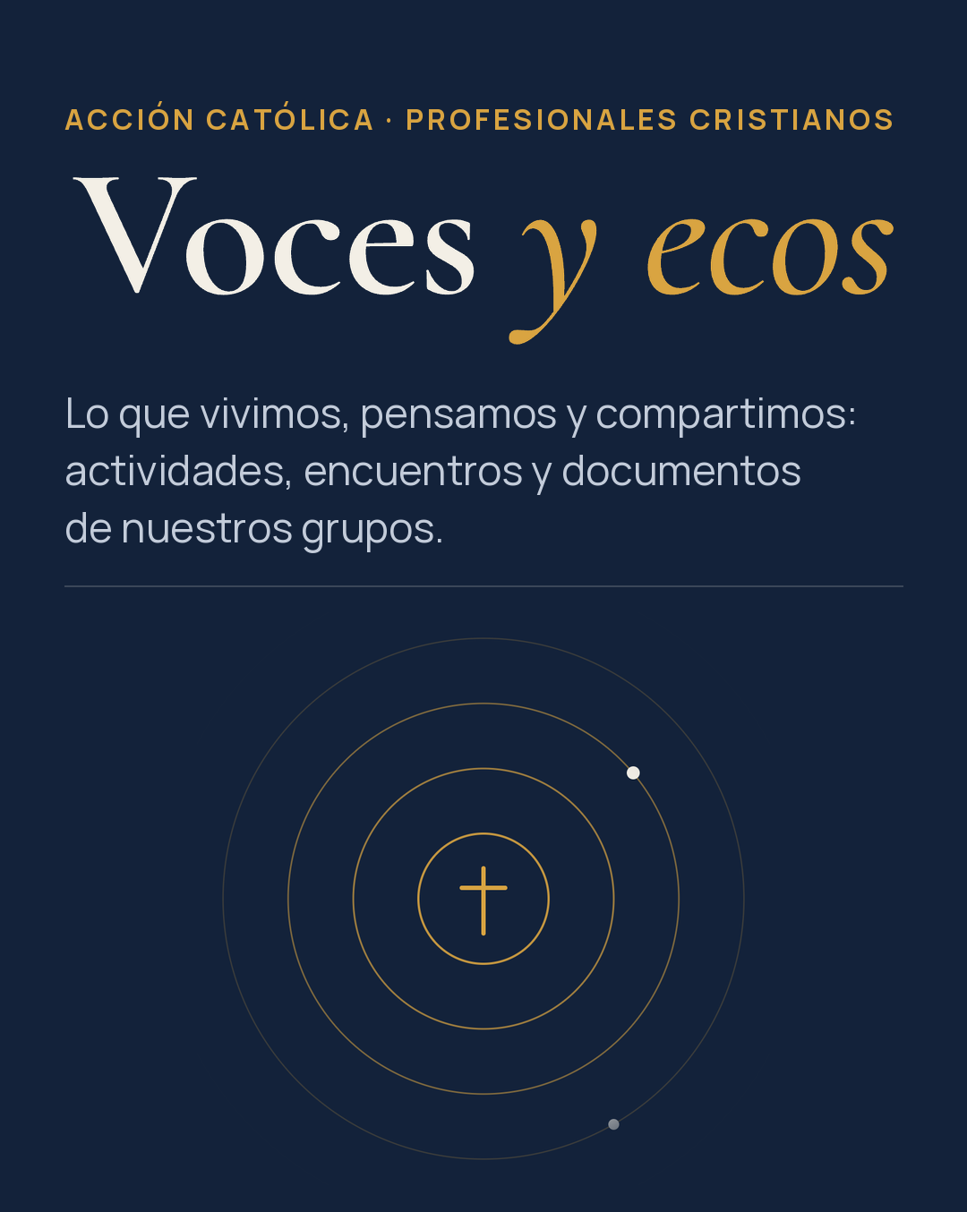 Voces y ecos. Lo que vivimos, pensamos y compartimos: actividades, encuentros y documentos de nuestros grupos.